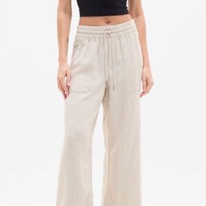 Athleta Retreat Linen Olive Wide-Leg Pants